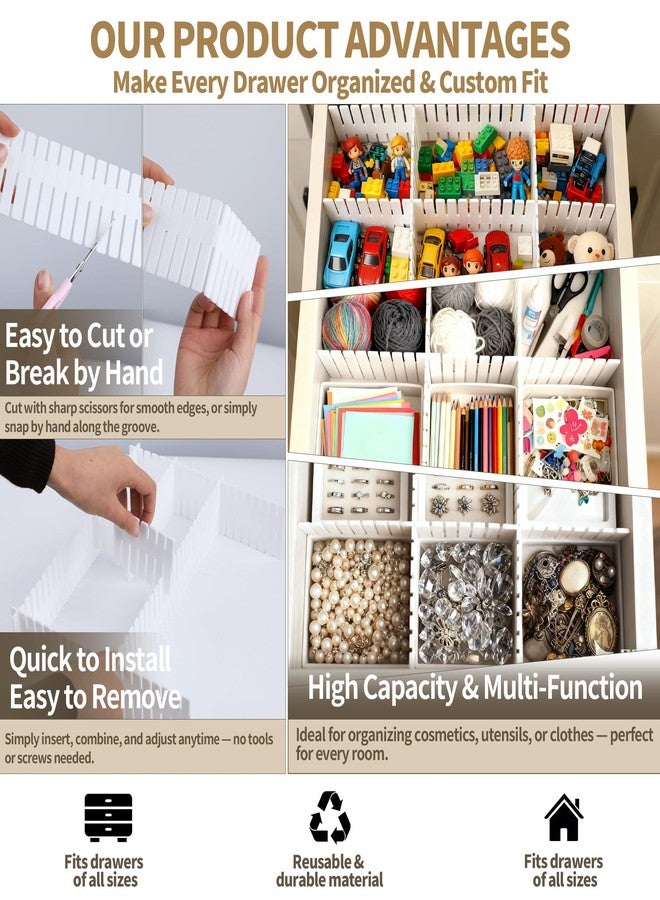 Bofoho Plastic Adjustable Drawer Dividers Organizer Separator For Clothes Makeup Storage of Dresser, Desk & Box In Bathroom, Bedroom, Kitchen And office (Cut At Will)- 8 Pieces - Image 5